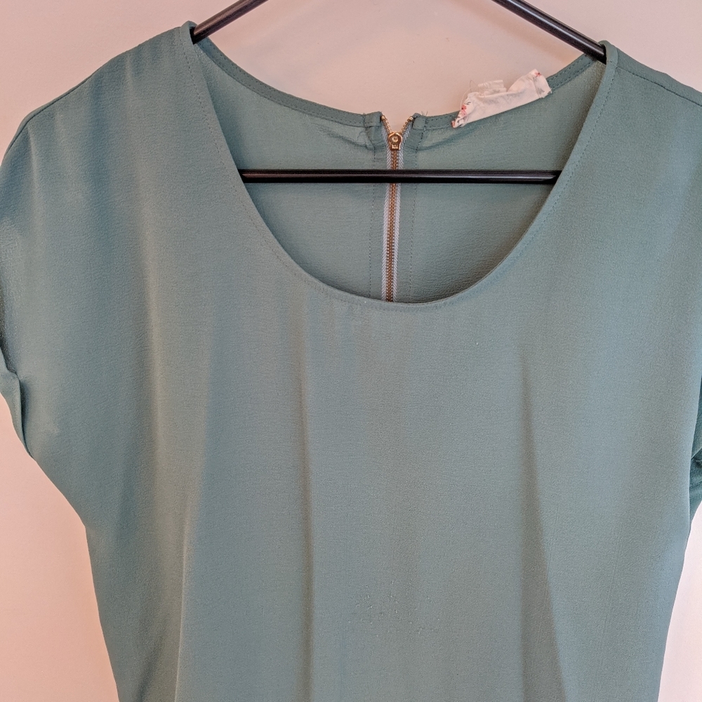 Teal short sleeve blouse